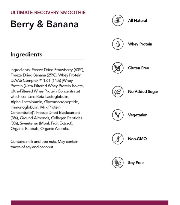 Radix Ultimate Recovery Smoothie | Whey Protein 1KG - Berry & Banana