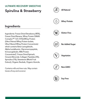 Radix Ultimate Recovery Smoothie | Whey Protein 1KG - Spirulina & Strawberry